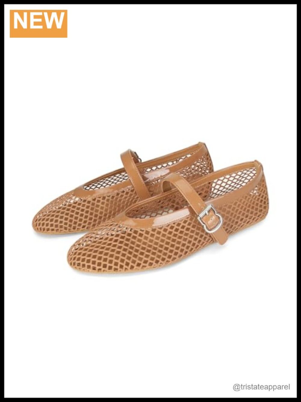 Mesh Ballet Flats Buckle Strap Comfy Casual Office Fishnet Ballerina Shoes